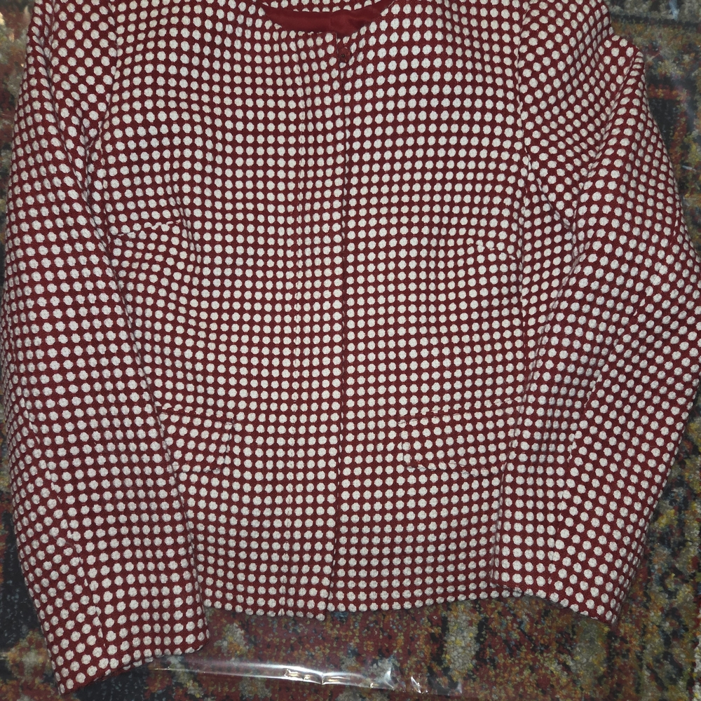 Talbots Red and White Polka Dot Puffer Jacket